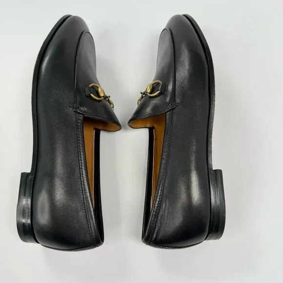 GUCCI Calfskin Womens Jordaan Loafers Size 37 Black - Picture 10 of 16